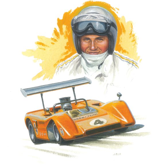 Bruce McLaren and his M8B Artwork