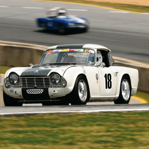 At speed in his 1964 Triumph TR4 is Dennis Delap. Photo: Michael Casey-DiPleco