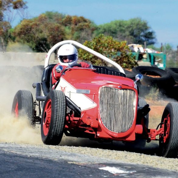 Despite this off-track excursion, Queenslander Rod McMullins won the Kevin Shearer Memorial for Group K cars with his Ford Special. Photo: John Lemm