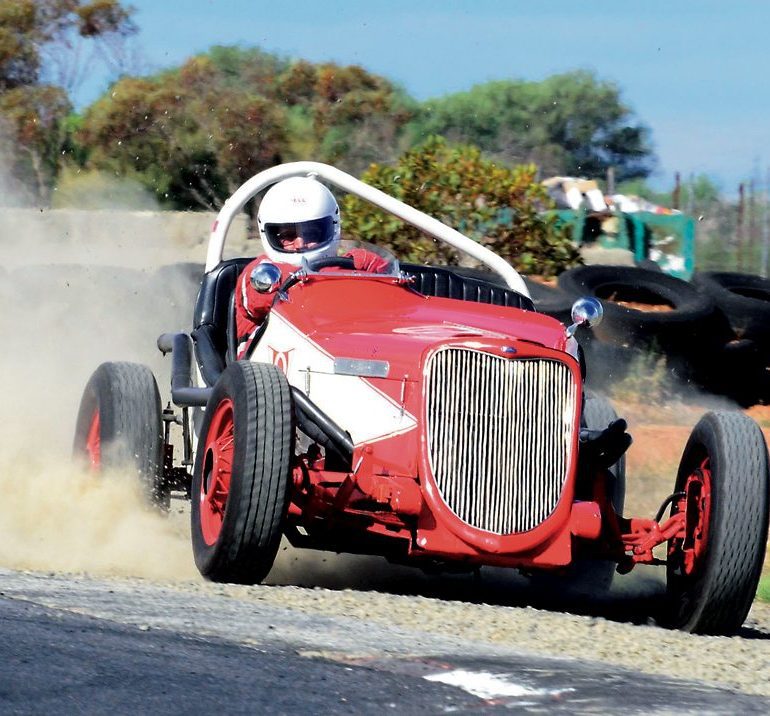 Despite this off-track excursion, Queenslander Rod McMullins won the Kevin Shearer Memorial for Group K cars with his Ford Special. Photo: John Lemm