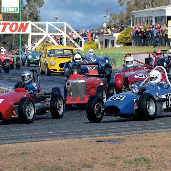 The Prad Mk3 (51) of Mal Reid shares the front row with the Nota FJ of John Medley (89). Photo: Neil Hammond