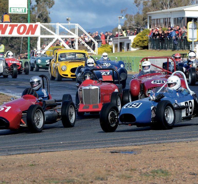 The Prad Mk3 (51) of Mal Reid shares the front row with the Nota FJ of John Medley (89). Photo: Neil Hammond