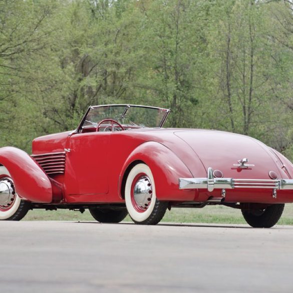 1936 Cord 810 Sportsman Convertible Coupe (S79) (sold at $135,000). Photo: John A. Hollansworth Jr.