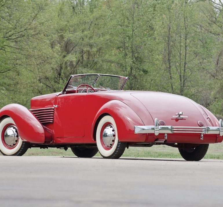 1936 Cord 810 Sportsman Convertible Coupe (S79) (sold at $135,000). Photo: John A. Hollansworth Jr.