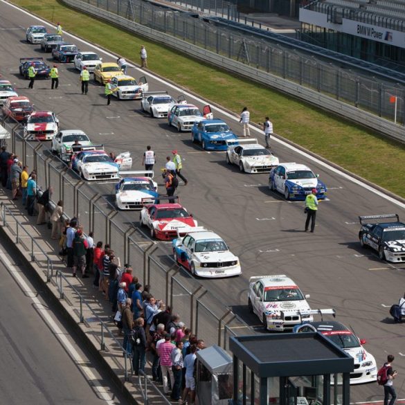 The grid assembles for the 40th Anniversary “M” celebration race. Photo: BMW