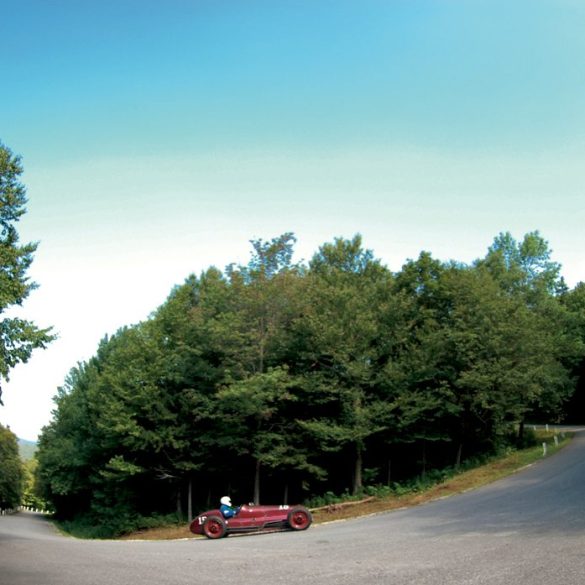 Up a switchback goes this 1935 Indy Continuation with Richard Waite at the wheel. Photo: Michael Casey-DiPleco