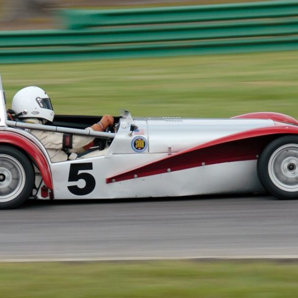 Craig ChimaÕs 1962 Lotus Super 7 enters Turn 4.Photo: Fred Lewis Fred Lewis