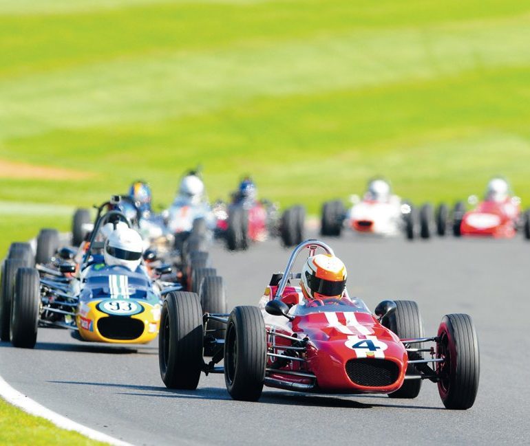 Early FF pacesetter Maxim Bartell’s Merlyn leads the train into Surtees. Photo: Peter Collins