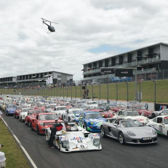 Gathering the masses prior to the Porsche Parade. Photo: Ground Sky Photography NZ