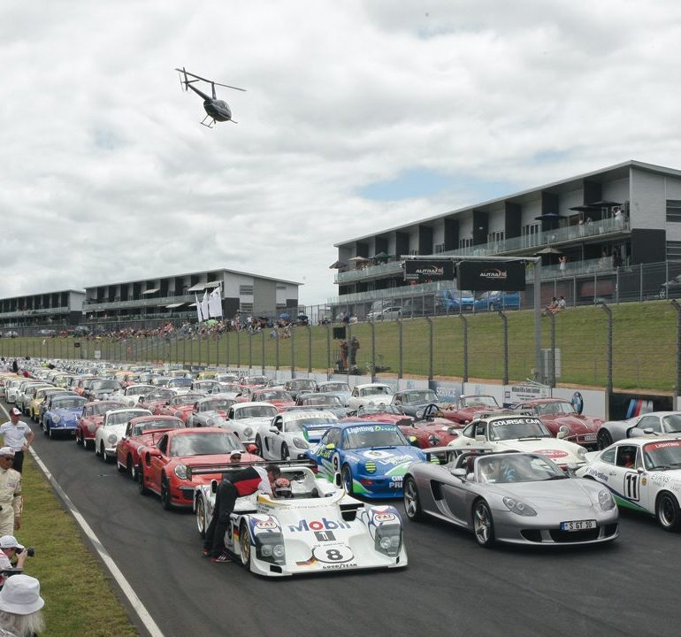 Gathering the masses prior to the Porsche Parade. Photo: Ground Sky Photography NZ