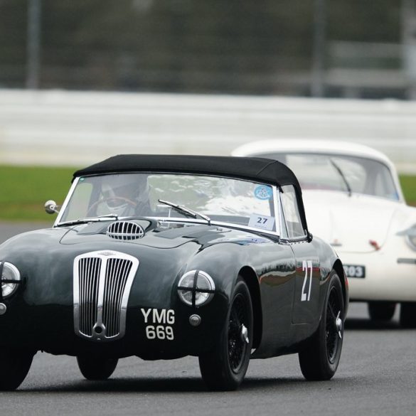 Same bloodline perhaps? Martin Hunt’s Frazer-Nash Targa Florio leads Sam Bramhall’s Porsche 356. Photo: Peter Collins