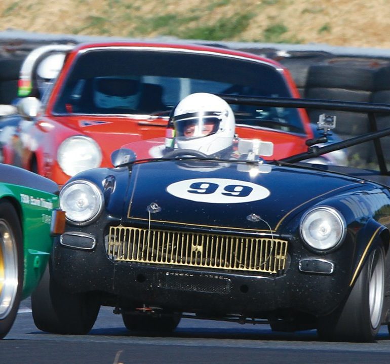 Colin Dodds mixes it up with his 1967 MG Midget. Photo: Jeremy Dale