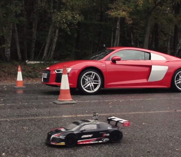 Audi R8 V10 versus R/C Audi R8 - Drag Race