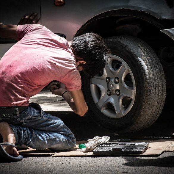 changing tire