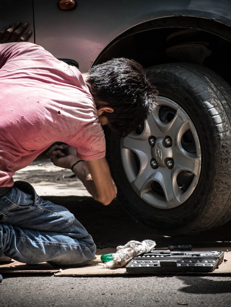 changing tire