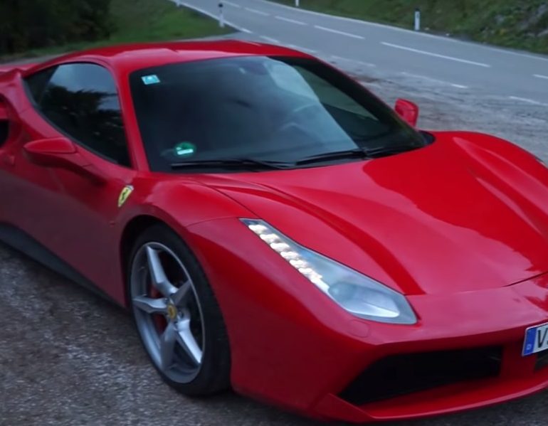 A Ferrari 488 GTB Going for a Quick Drive at a Mountain Pass