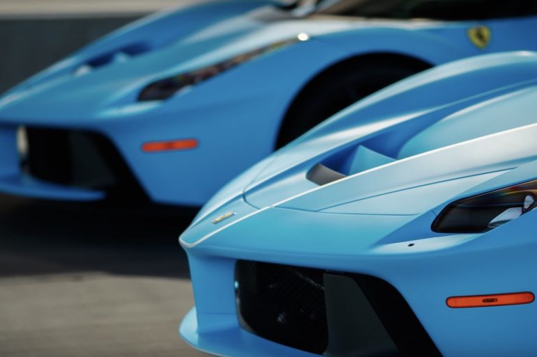 Two Blue Laferraris