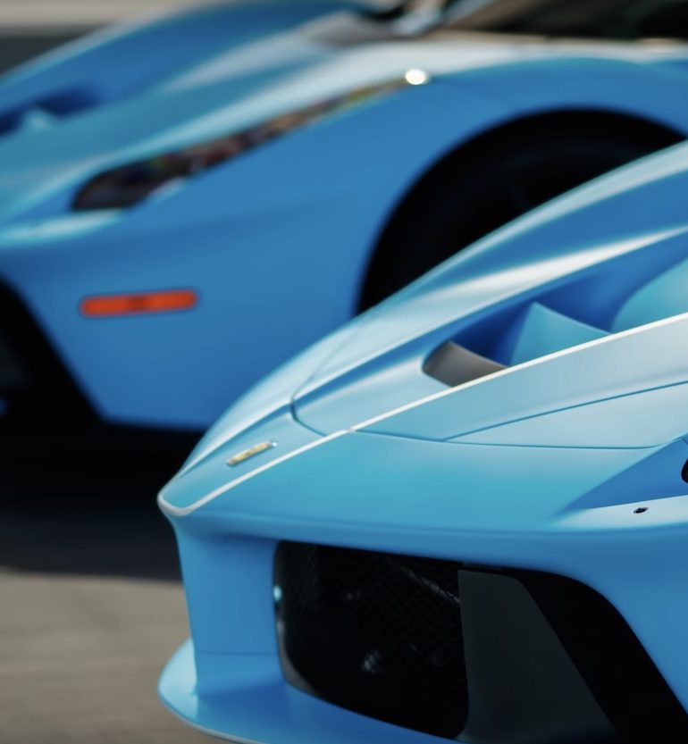 Two Blue Laferraris