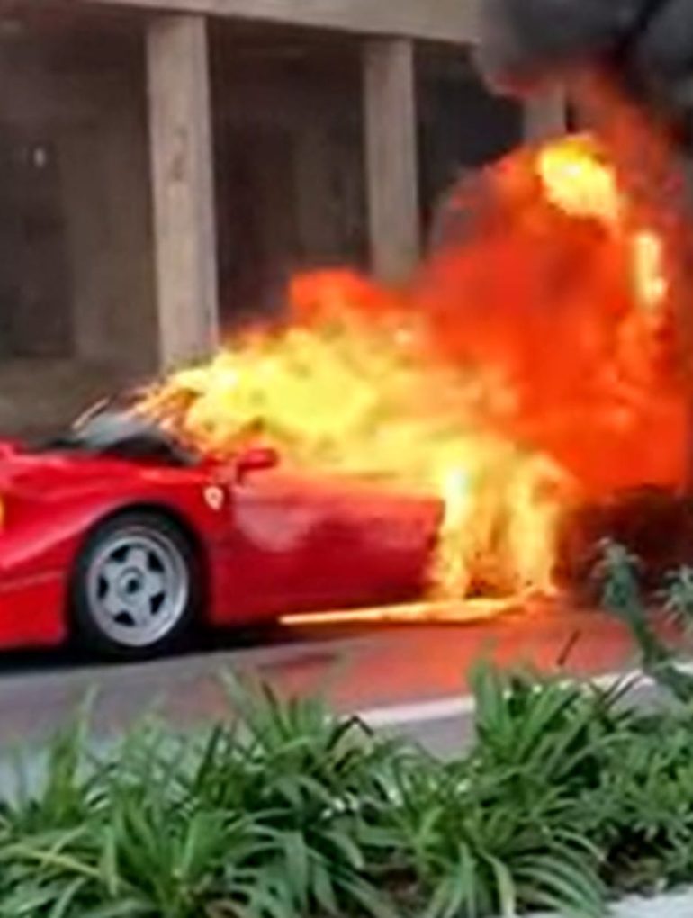 Ferrari F40 fire in monaco