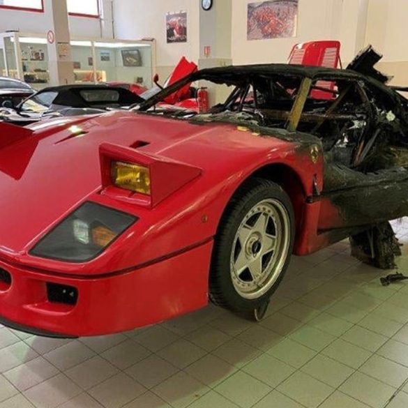 Fire damaged Ferrari F40