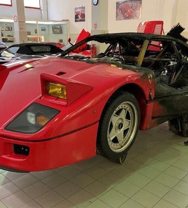 Fire damaged Ferrari F40