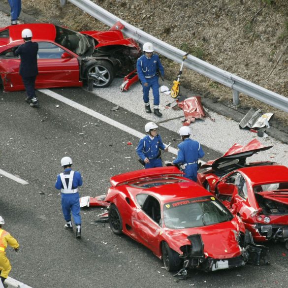 Crashed Supercars in roadway