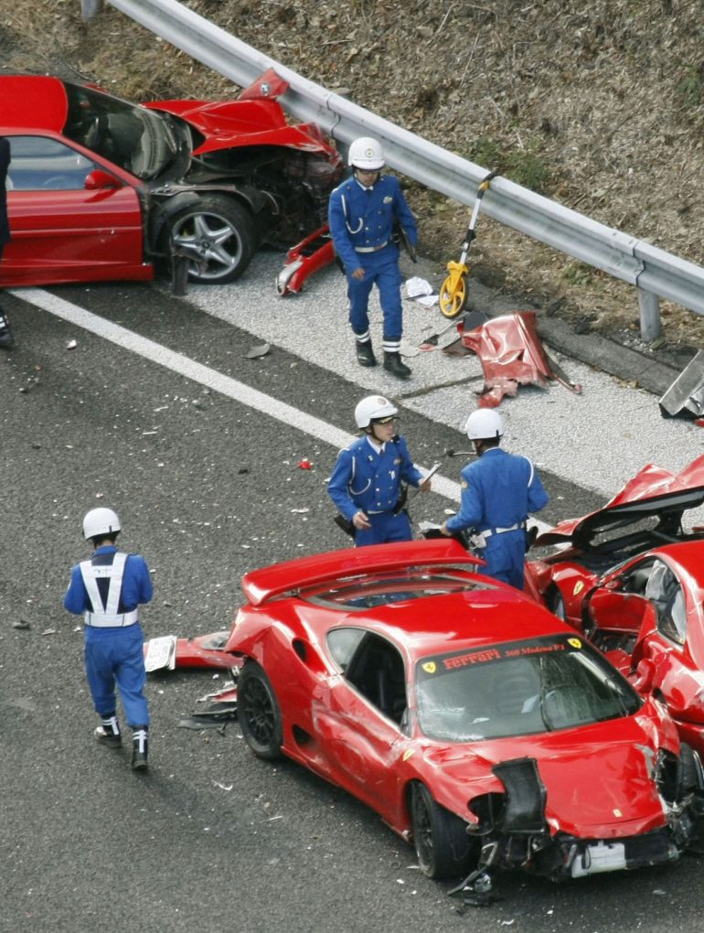 Crashed Supercars in roadway