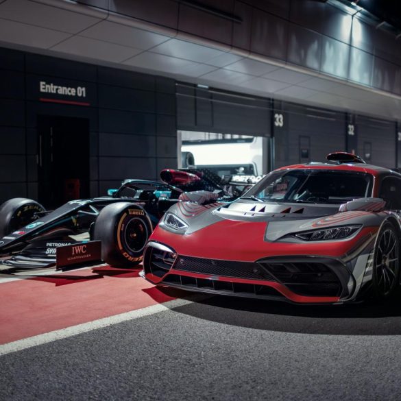 Mercedes-AMG One and Formula One car on track