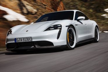 Porsche Taycan Turbo S on mountain road