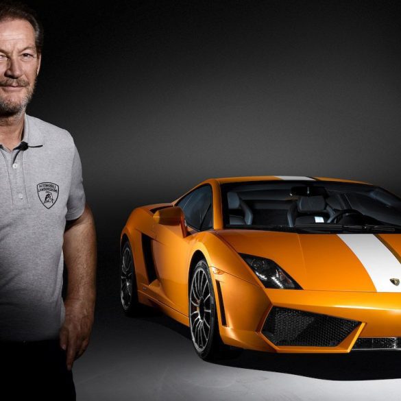 Image showing Valentino Balboni and the Gallardo supercar named after him