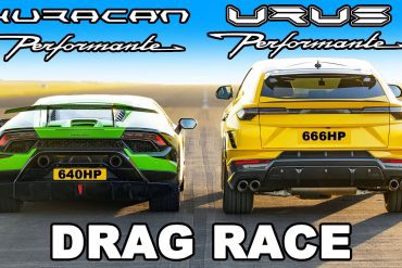 DRAG RACE: Lamborghini Huracan Performante vs Lamborghini Urus Performante