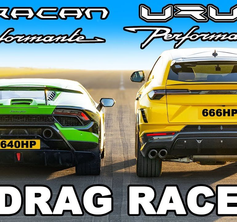 DRAG RACE: Lamborghini Huracan Performante vs Lamborghini Urus Performante