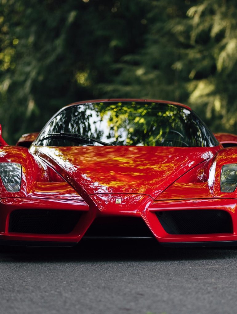 frontal view of the Ferrari Enzo.