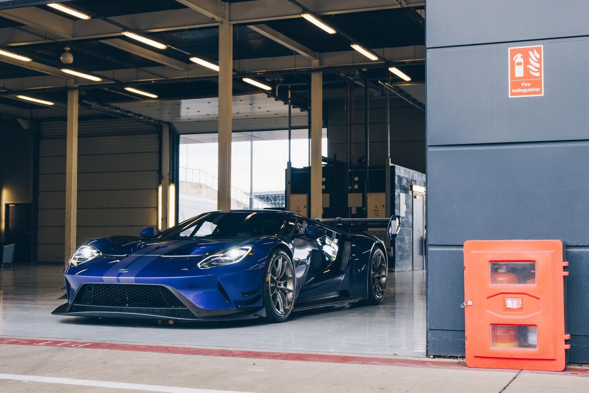 front-angled view of a blue 2020 Ford GT MK II track-only supercar