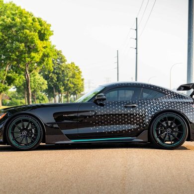 Side profile of a 2021 Mercedes-AMG GT Black Series P One Edition