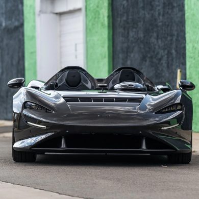 Frontal view of a 2021 McLaren Elva