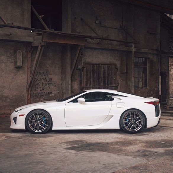 Blue interior of a white 2011 Lexus LFA