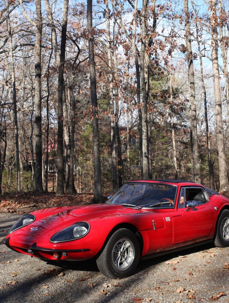 Batovsky's Marcos V6 GT, appropriately next to a British flag.