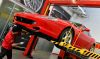 Ferrari on lift for maintenance